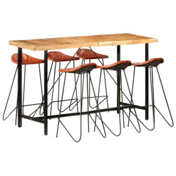 7-tlg. Bar-Set Palisander Massivholz und Echtleder