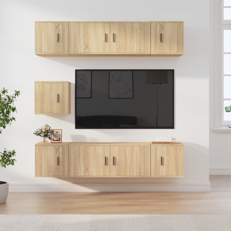 vidaXL 7-tlg. TV-Schrank-Set Sonoma-Eiche Holzwerkstoff vidaXL 7-tlg. TV-Schrank-Set Sonoma-Eiche Holzwerkstoff