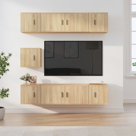 vidaXL 7-tlg. TV-Schrank-Set Sonoma-Eiche Holzwerkstoff