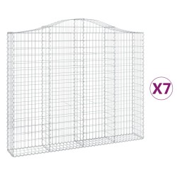 vidaXL Gabionen mit Hochbogen 7 Stk. 200x30x160/180cm Verzinktes Eisen