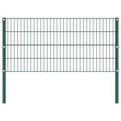 Zaunfeld mit Pfosten Eisen 13,6 x 0,8 m Grün