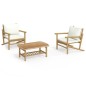 vidaXL 3-tlg. Garten-Lounge-Set mit Kissen Creme Bambus vidaXL 3-tlg. Garten-Lounge-Set mit Kissen Creme Bambus