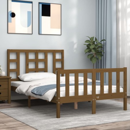 vidaXL Massivholzbett mit Kopfteil Honigbraun 120x200 cm