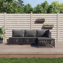 vidaXL 4-tlg. Garten-Lounge-Set mit Kissen Anthrazit Stahl