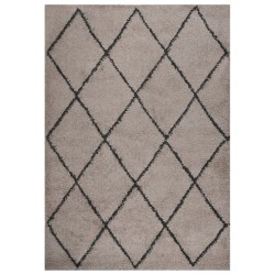 vidaXL Teppich Shaggy Hochflor Beige und Anthrazit 140x200 cm