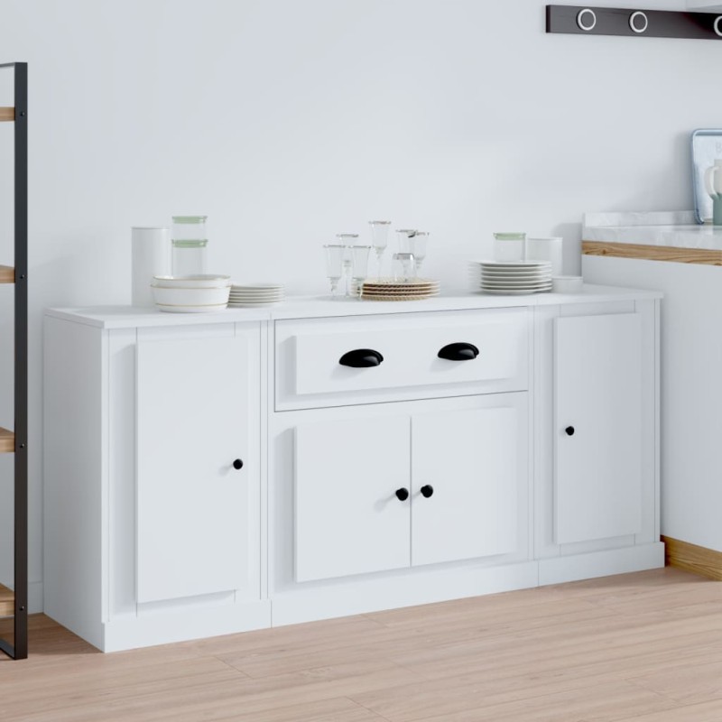 vidaXL Sideboards 3 Stk. Weiß Holzwerkstoff vidaXL Sideboards 3 Stk. Weiß Holzwerkstoff