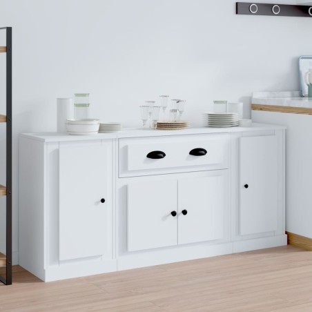 vidaXL Sideboards 3 Stk. Weiß Holzwerkstoff