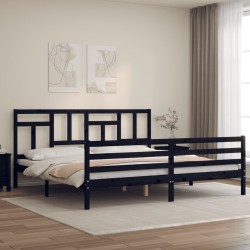 vidaXL Massivholzbett mit Kopfteil Schwarz