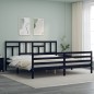 vidaXL Massivholzbett mit Kopfteil Schwarz vidaXL Massivholzbett mit Kopfteil Schwarz
