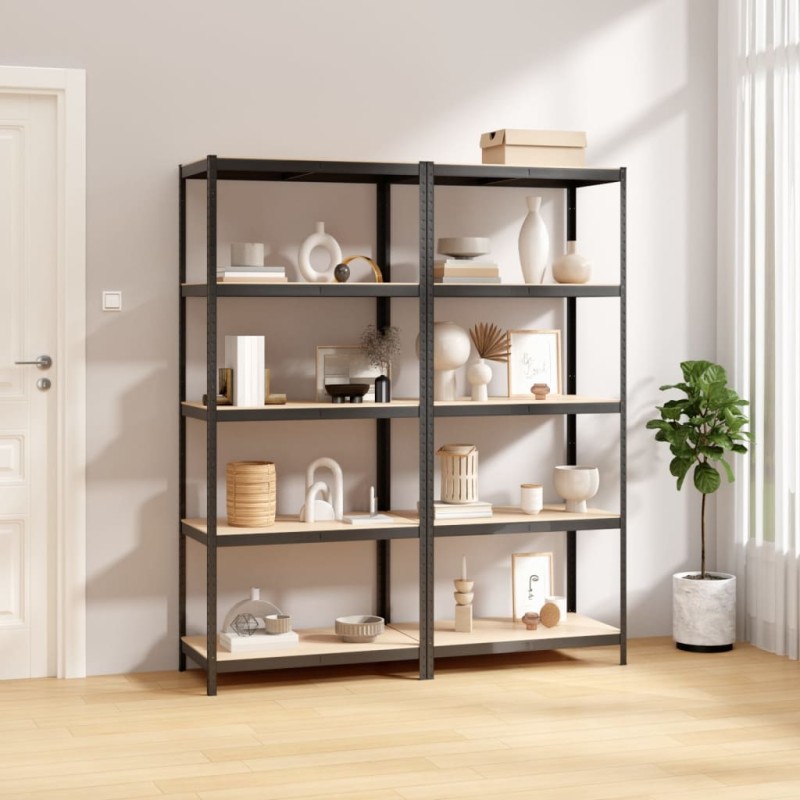 vidaXL Regale mit 5 Böden 2 Stk. Anthrazit Stahl & Holzwerkstoff vidaXL Regale mit 5 Böden 2 Stk. Anthrazit Stahl & Holzwerkstoff