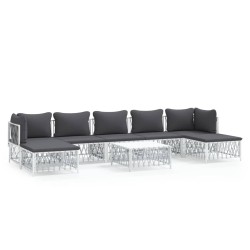 vidaXL 8-tlg. Garten-Lounge-Set mit Kissen Weiß Stahl