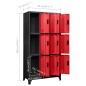 vidaXL Schließfachschrank Anthrazit und Rot 90x45x180 cm Stahl vidaXL Schließfachschrank Anthrazit und Rot 90x45x180 cm Stahl