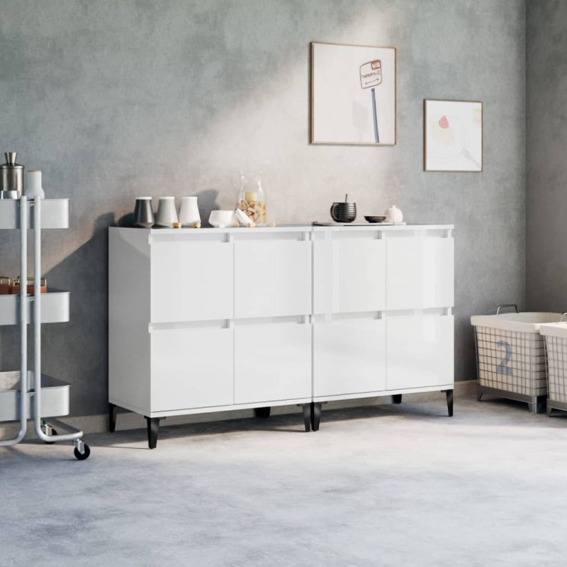 vidaXL Sideboards 2 Stk. Hochglanz-Weiß 60x35x70 cm Holzwerkstoff vidaXL Sideboards 2 Stk. Hochglanz-Weiß 60x35x70 cm Holzwerkstoff