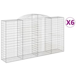 vidaXL Gabionen mit Hochbogen 6 Stk. 300x50x160/180cm Verzinktes Eisen