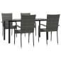 vidaXL 5-tlg. Garten-Essgruppe Grau Poly Rattan vidaXL 5-tlg. Garten-Essgruppe Grau Poly Rattan