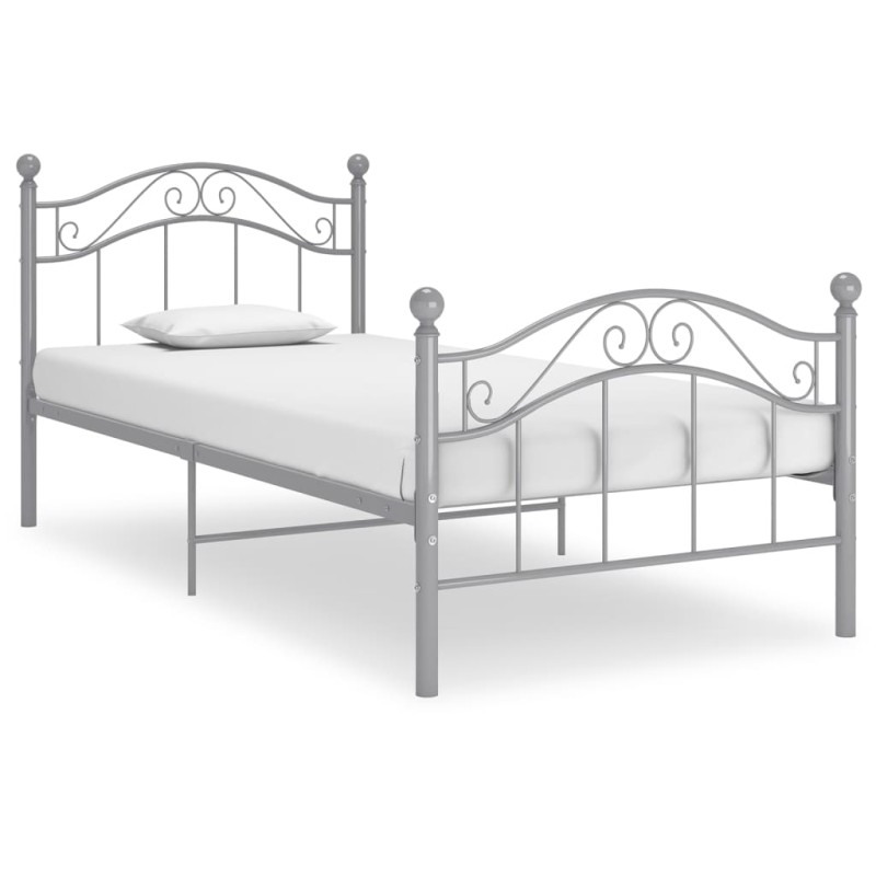 vidaXL Bett Grau Metall 90x200 cm vidaXL Bett Grau Metall 90x200 cm