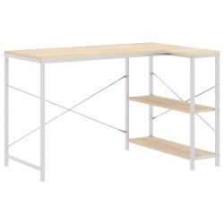 vidaXL Computertisch Weiß und Eiche-Optik 110x72x70 cm Holzwerkstoff