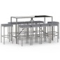 vidaXL 11-tlg. Gartenbar-Set mit Kissen Grau Poly Rattan vidaXL 11-tlg. Gartenbar-Set mit Kissen Grau Poly Rattan