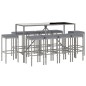 vidaXL 11-tlg. Gartenbar-Set mit Kissen Grau Poly Rattan vidaXL 11-tlg. Gartenbar-Set mit Kissen Grau Poly Rattan