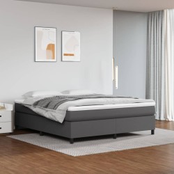vidaXL Boxspringbett mit Matratze Grau 180x200 cm Kunstleder