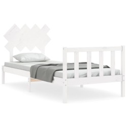 vidaXL Massivholzbett mit Kopfteil Weiß 90x200 cm