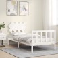 vidaXL Massivholzbett mit Kopfteil Weiß 90x200 cm vidaXL Massivholzbett mit Kopfteil Weiß 90x200 cm