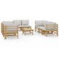 vidaXL 9-tlg. Garten-Lounge-Set mit Kissen Hellgrau Bambus vidaXL 9-tlg. Garten-Lounge-Set mit Kissen Hellgrau Bambus