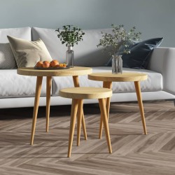 vidaXL 3-tlg. Beistelltisch-Set Hellbraun MDF und Eisen