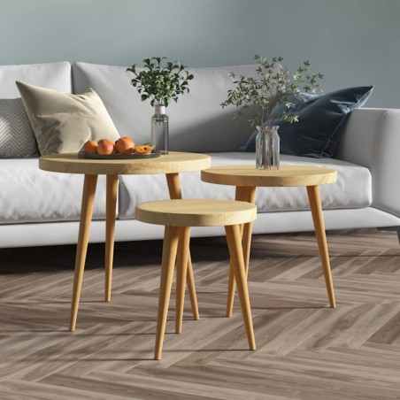vidaXL 3-tlg. Beistelltisch-Set Hellbraun MDF und Eisen