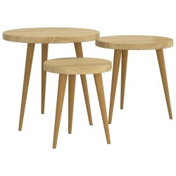 vidaXL 3-tlg. Beistelltisch-Set Hellbraun MDF und Eisen