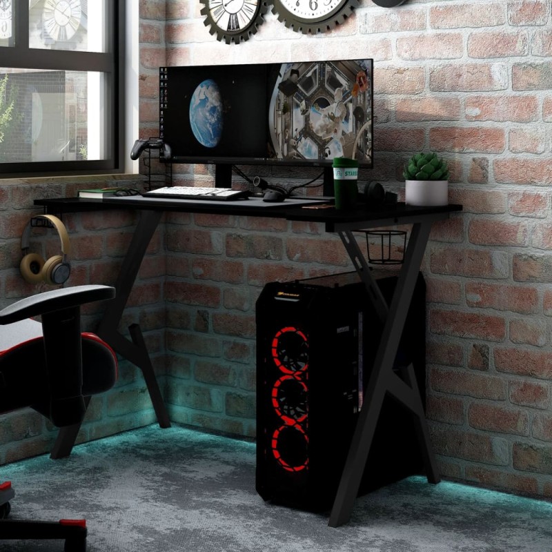 vidaXL Gaming-Schreibtisch mit Y-Gestell Schwarz und Rot 110x60x75 cm vidaXL Gaming-Schreibtisch mit Y-Gestell Schwarz und Rot 110x60x75 cm