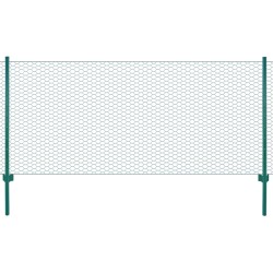 vidaXL Maschendrahtzaun mit Pfosten Stahl 25 x 0,5 m Grün