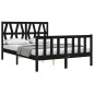 vidaXL Massivholzbett mit Kopfteil Schwarz 140x190 cm vidaXL Massivholzbett mit Kopfteil Schwarz 140x190 cm