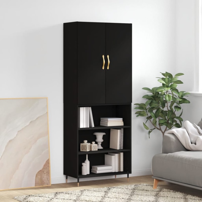 Highboard Schwarz 69,5x34x180 cm Holzwerkstoff Highboard Schwarz 69,5x34x180 cm Holzwerkstoff