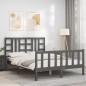 vidaXL Massivholzbett mit Kopfteil Grau 140x200 cm vidaXL Massivholzbett mit Kopfteil Grau 140x200 cm