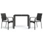 vidaXL 3-tlg. Garten-Essgruppe mit Kissen Schwarz Poly Rattan vidaXL 3-tlg. Garten-Essgruppe mit Kissen Schwarz Poly Rattan