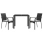 vidaXL 3-tlg. Garten-Essgruppe mit Kissen Schwarz Poly Rattan vidaXL 3-tlg. Garten-Essgruppe mit Kissen Schwarz Poly Rattan