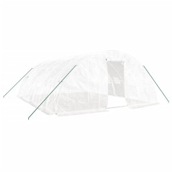 vidaXL Gewächshaus mit Stahlrahmen Weiß 30 m² 6x5x2,3 m