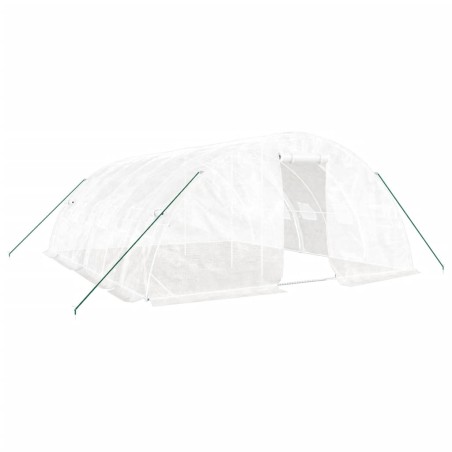 vidaXL Gewächshaus mit Stahlrahmen Weiß 30 m² 6x5x2,3 m