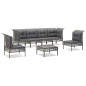 vidaXL 7-tlg. Garten-Lounge-Set mit Kissen Grau Poly Rattan vidaXL 7-tlg. Garten-Lounge-Set mit Kissen Grau Poly Rattan