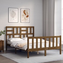 vidaXL Massivholzbett mit Kopfteil Honigbraun 140x200 cm