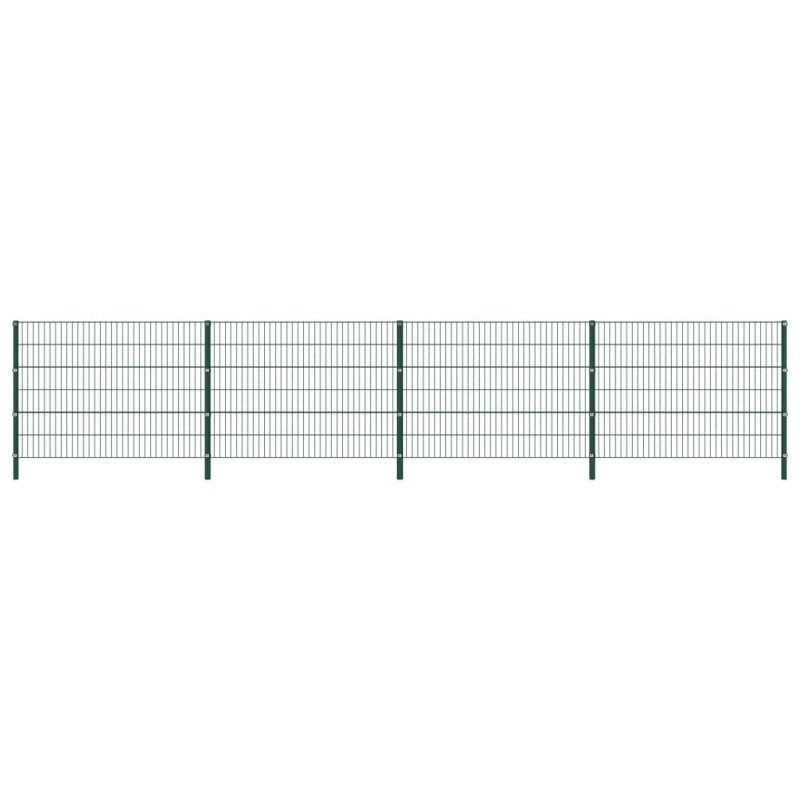 Zaunfeld mit Pfosten Eisen 6,8 x 1,2 m Grün Zaunfeld mit Pfosten Eisen 6,8 x 1,2 m Grün
