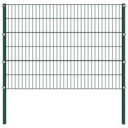 Zaunfeld mit Pfosten Eisen 6,8 x 1,2 m Grün