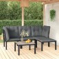 vidaXL 5-tlg. Garten-Lounge-Set Schwarz und Grau Poly Rattan vidaXL 5-tlg. Garten-Lounge-Set Schwarz und Grau Poly Rattan