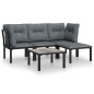 vidaXL 5-tlg. Garten-Lounge-Set Schwarz und Grau Poly Rattan vidaXL 5-tlg. Garten-Lounge-Set Schwarz und Grau Poly Rattan
