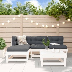 vidaXL 5-tlg. Garten-Lounge-Set mit Kissen Weiß Massivholz