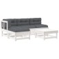 vidaXL 5-tlg. Garten-Lounge-Set mit Kissen Weiß Massivholz vidaXL 5-tlg. Garten-Lounge-Set mit Kissen Weiß Massivholz