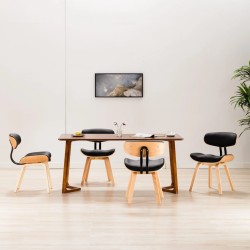 vidaXL Esszimmerstühle 4 Stk. Schwarz Bugholz und Kunstleder