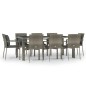 vidaXL 9-tlg. Garten-Essgruppe mit Kissen Grau Poly Rattan vidaXL 9-tlg. Garten-Essgruppe mit Kissen Grau Poly Rattan