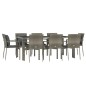 vidaXL 9-tlg. Garten-Essgruppe mit Kissen Grau Poly Rattan vidaXL 9-tlg. Garten-Essgruppe mit Kissen Grau Poly Rattan